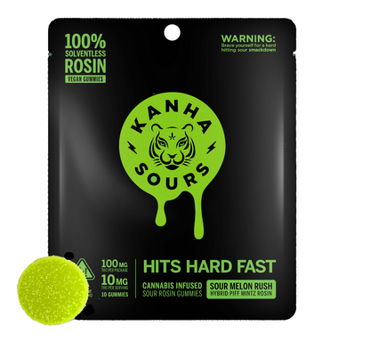 Sour Melon Rush Hybrid Rosin Sours 10pk 100mg THC (KANHA)