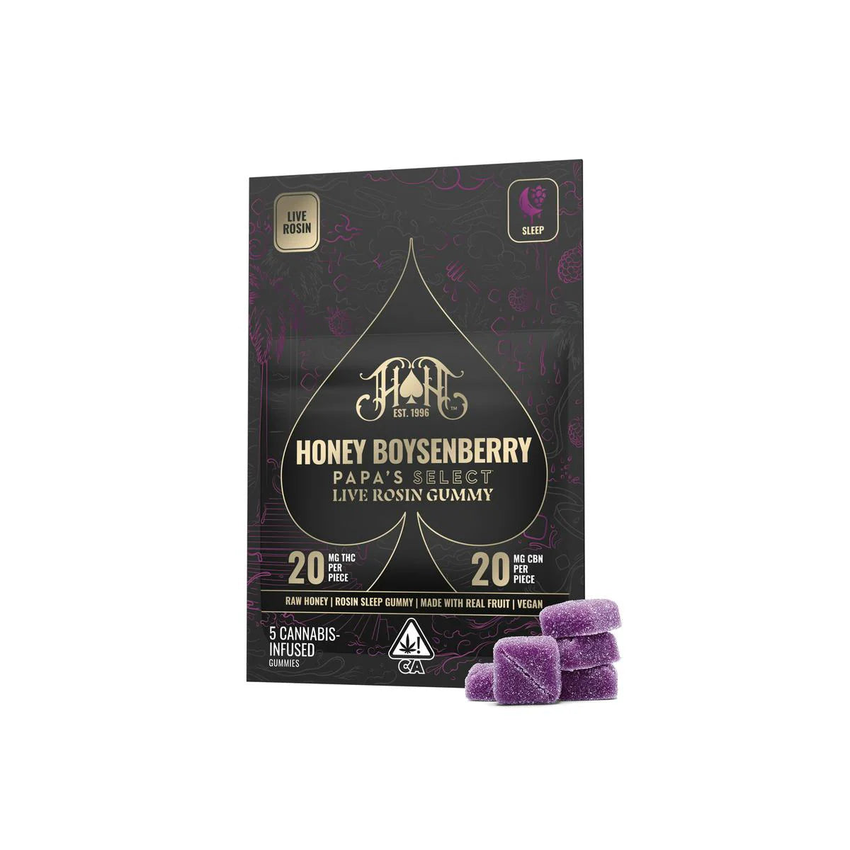 Honey Boysenberry Live Rosin Gummies 10pk 100mg THC (Heavy Hitters)
