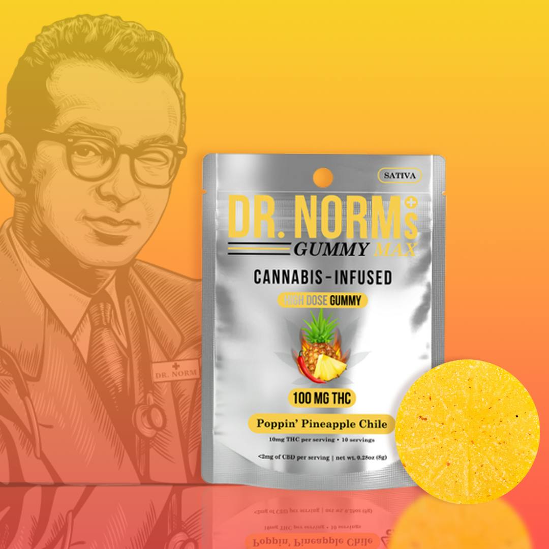 Poppin' Pineapple Chili  High Dose MAX Gummy 1pc 100mg THC (Dr. Norm's)