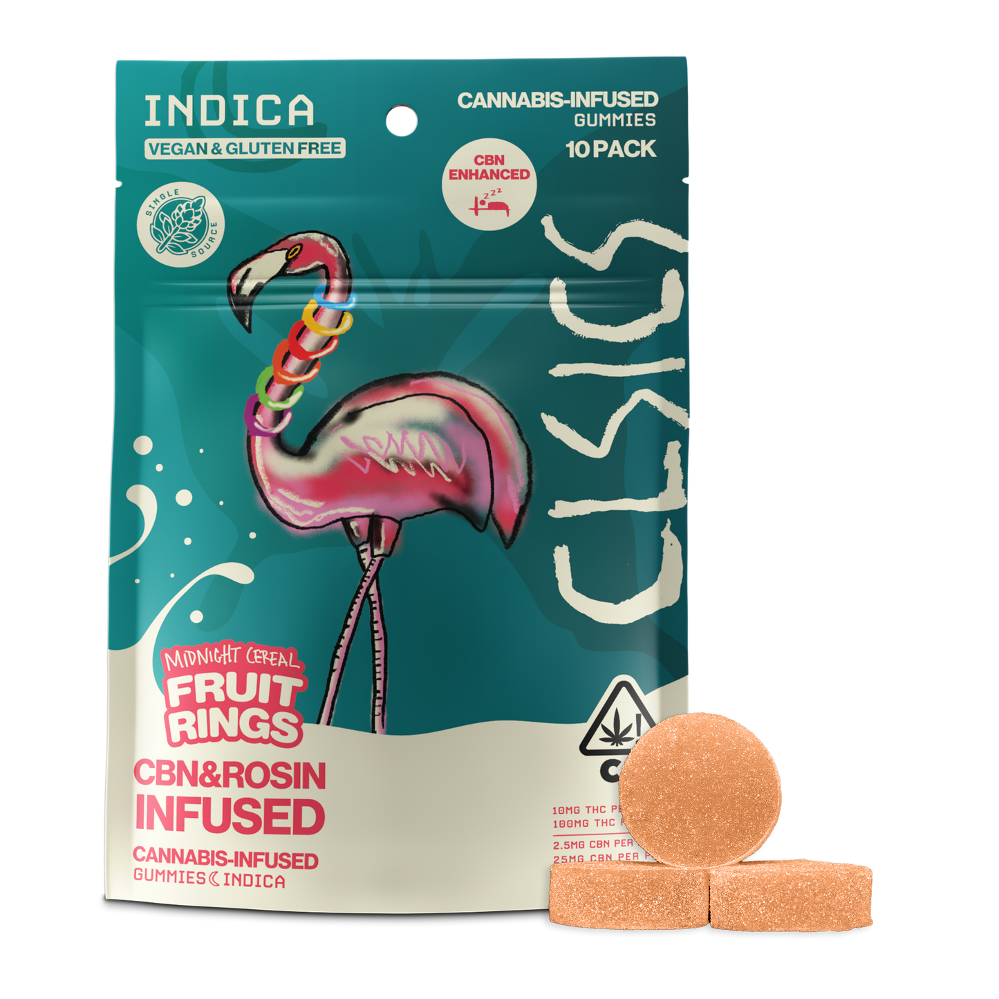 Fruit Rings Midnight Cereal Indica CBN & Rosin Gummies 10pk 100THC:25CBN (CLSICS Rosin & Rosin Infused Pre Rolls)