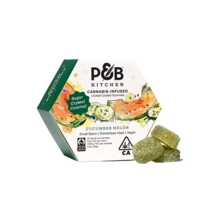 Cucumber Melon P&B Kitchen Solventless Hash Gummies 20pk 100mg THC (Papa & Barkley)