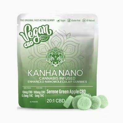 Serene Green Apple 20:1 CBD:TH Gummies 10pk 100mg CBD/5mg THC (KANHA)
