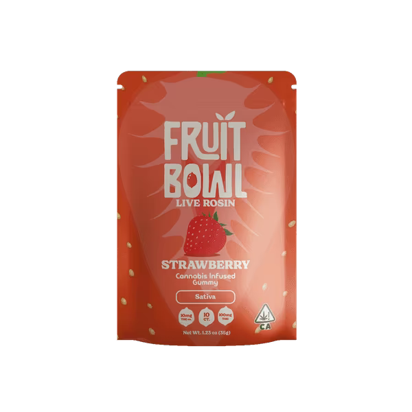 Strawberry Live Rosin Gummies 10pk  100mg THC  (Fruit Bowl)