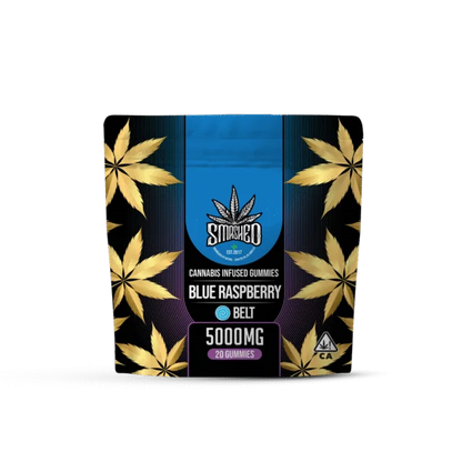 Blue Raspberry Belts Cannabis Infused Gummies 20pk 5000mg THC (Smashed)