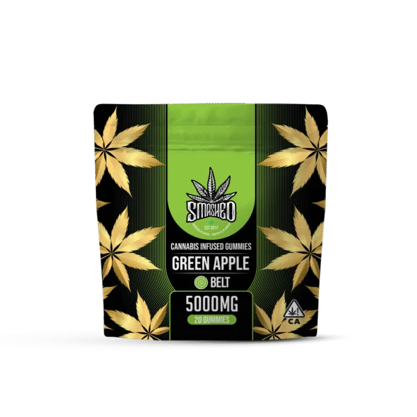 Green Apple Belts Cannabis Infused Gummies 20pk 5000mg THC (Smashed)