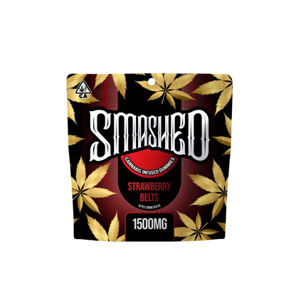 Strawberry Belts Cannabis Infused Gummies 1500mg THC (Smashed)