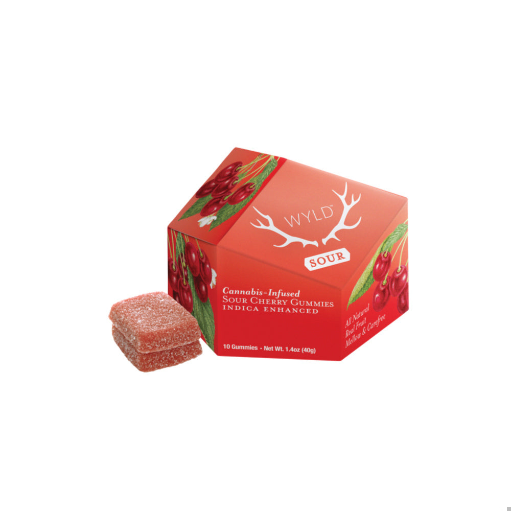 Sour Cherry Indica Enhanced Gummies 10pk 100mg THC (WYLD)