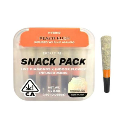 Peach Kush x Blue Mango Live Diamond Infused Mini Pre Rolls 5pk (2.5g) (Boutiq)