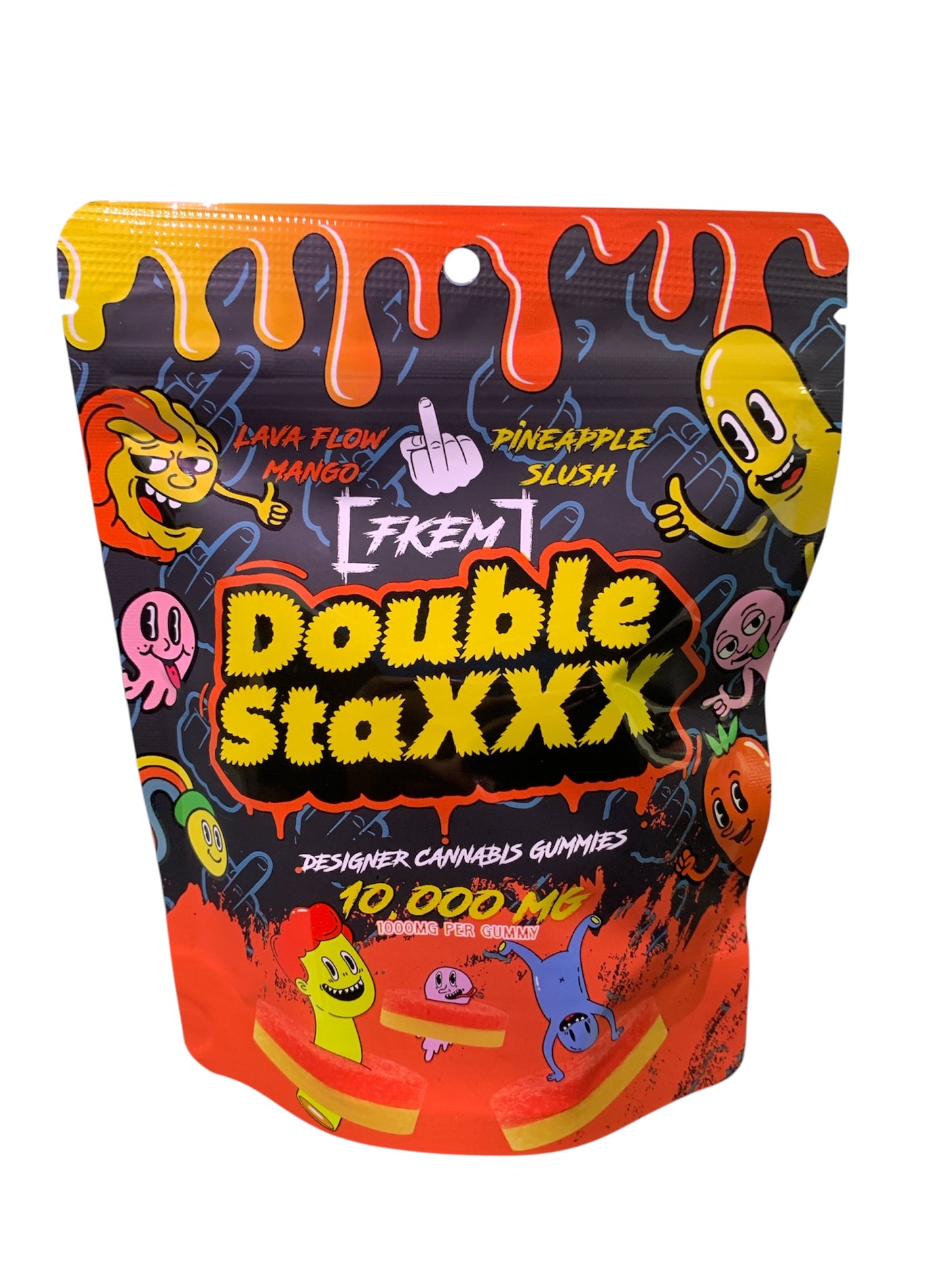 FKEM Double StaXXX Lava Flow Mango X Pineapple Slush Cannabis Gummies 10pk 10,000mg THC (FKEM EDIBLES)