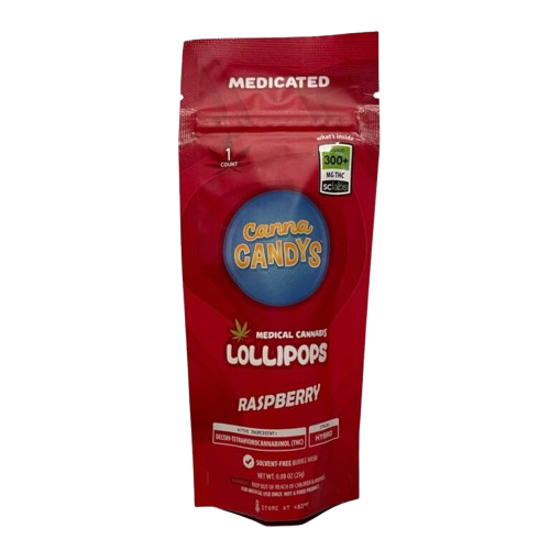 Raspberry Cannabis Lollipops 1pc 300mg THC (Canna Candys)