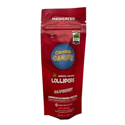 Raspberry Cannabis Lollipops 1pc 300mg THC (Canna Candys)