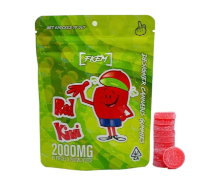 Red Kiwi Designer Cannabis Gummies 10pk 2000mg THC (FKEM EDIBLES)