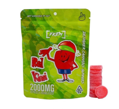 Red Kiwi Designer Cannabis Gummies 10pk 2000mg THC (FKEM EDIBLES)