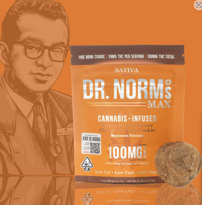 Peanut Butter Chocolate Chip Sativa MAX Cookie 1pc 100mg THC (Dr. Norm's)