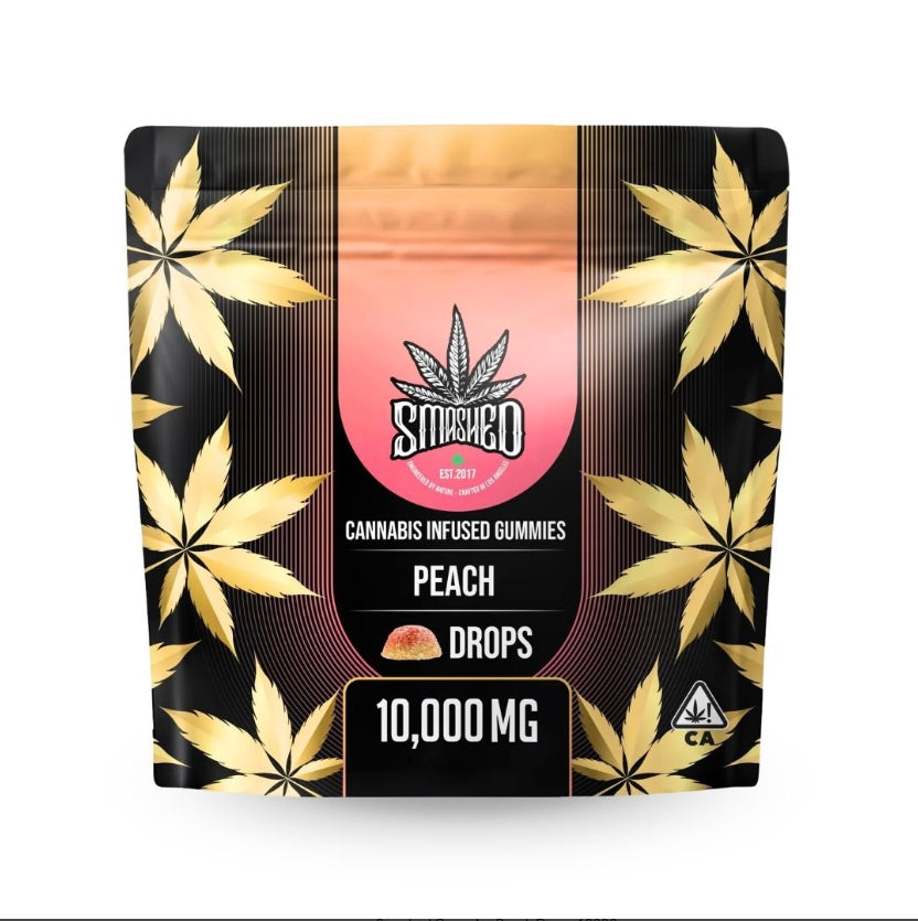 Peach Drops Cannabis Infused Gummies 50pk 10000mg THC (Smashed)
