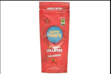 Strawberry Cannabis Lollipops 1pc 300mg THC (Canna Candys)