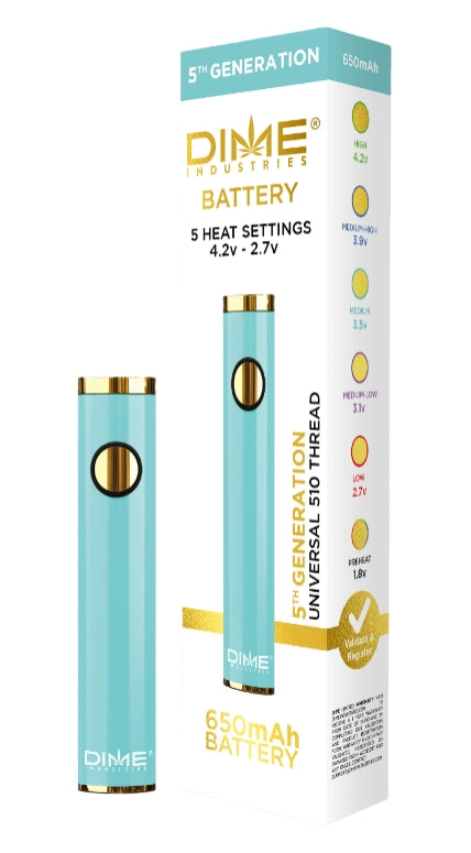 Aqua Blue 5th Generation 510 Thread Battery (Dime Industries)
