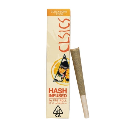 Clockwork Lemon Hash Infused Pre Roll 1g (CLSICS Rosin & Rosin Infused Pre Rolls)