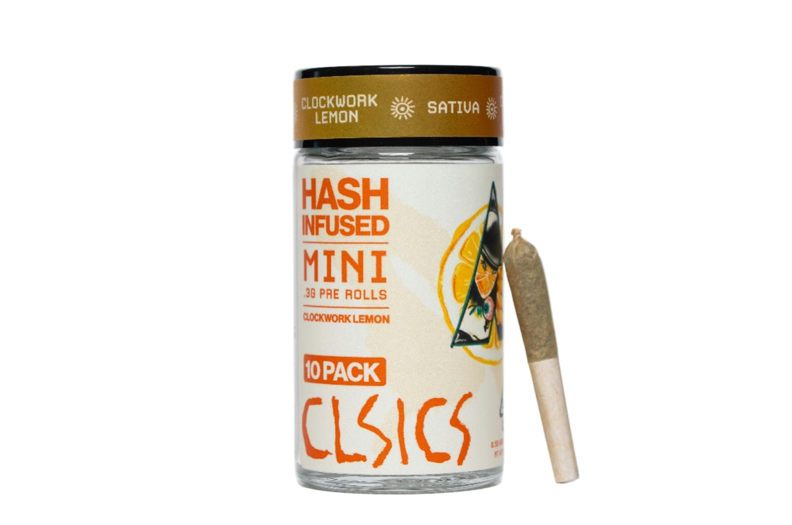Clockwork Lemon Hash Infused Pre Rolls 10pk .3g (CLSICS Rosin & Rosin Infused Pre Rolls)