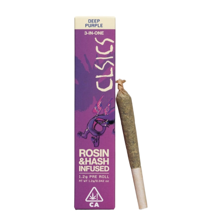 Deep Purple TRIFECTA Hash/Rosin/Flower Pre Roll 1.2g (CLSICS Rosin & Rosin Infused Pre Rolls)