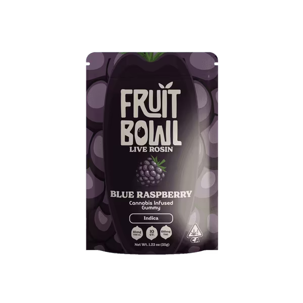 Blue Raspberry  Live Rosin Gummies 10pk  100mg THC  (Fruit Bowl)