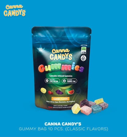 Fruity Flavor Live Resin Cannabis Infused Gummies 10pk 1000mg THC (Canna Candys)