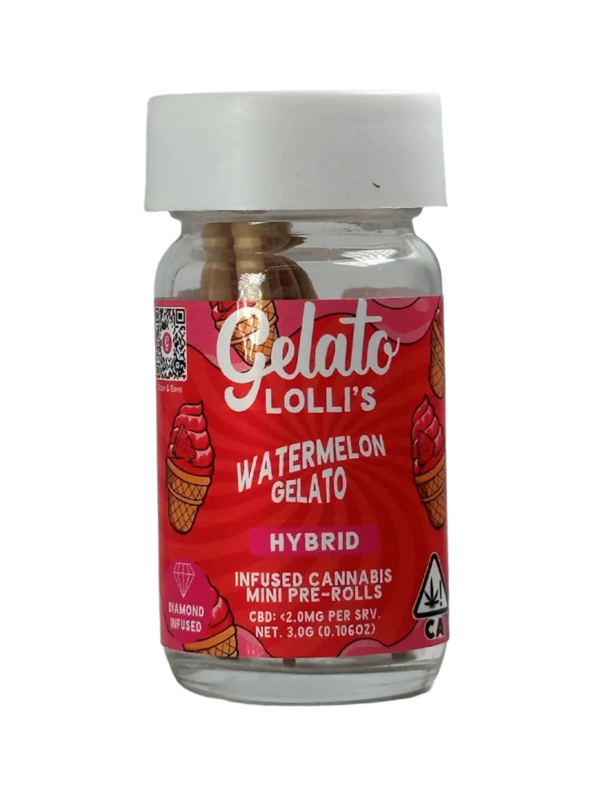 Watermelon Gelato Lolli Diamond Infused Preroll 5pk 3g (Gelato)